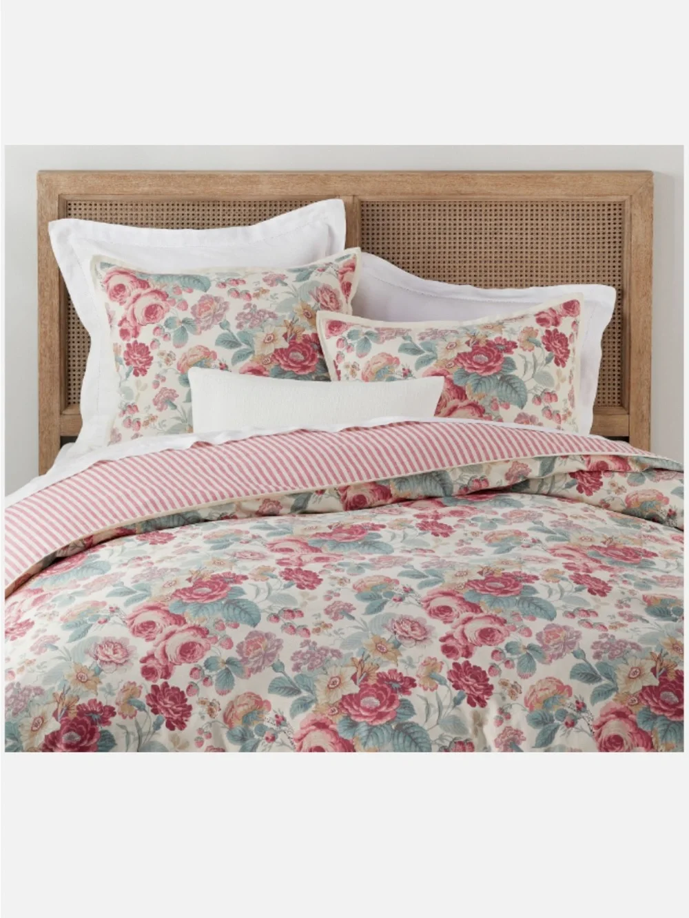 Pottery Barn Elia Floral Reversible Cotton Linen Blend Duvet Cover KING/CAL KING